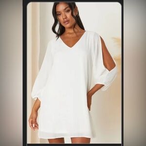 Lulus Shifting Dears White Ivory Long Sleeve Dress Size S